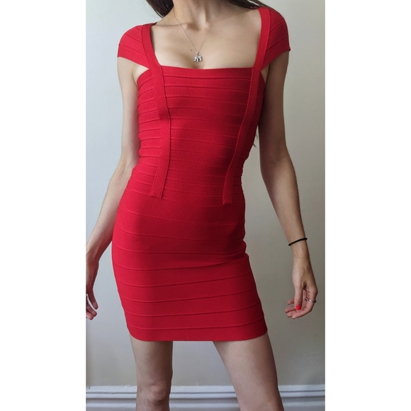 Authentic NWT Herve Leger Red Bandage Dress - Picture 3 of 6